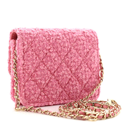 Chanel Tweed Quilted Flap Chain Waist Bag Pink 3 of 13