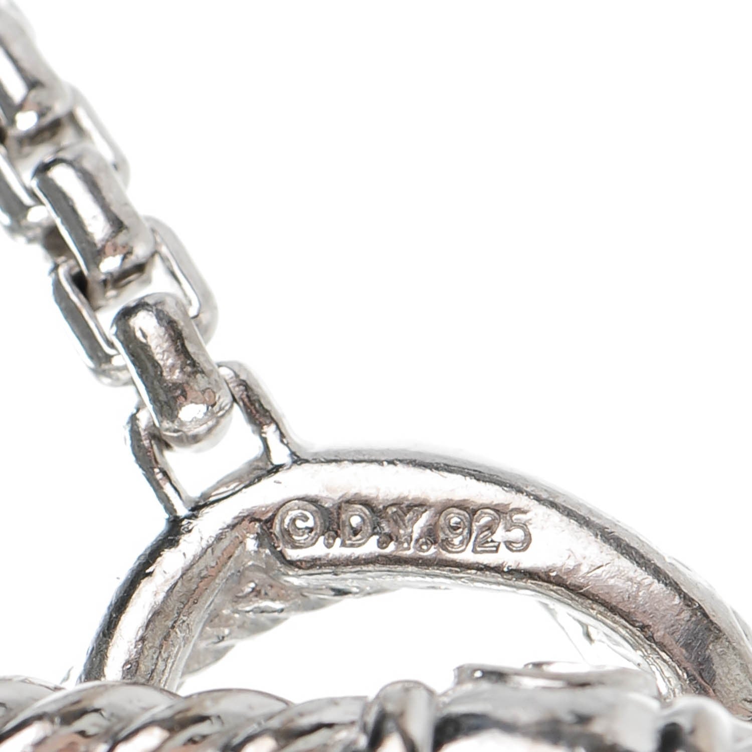 David Yurman Sterling silver Pave Diamond 14mm Infinity Station Necklace 6 of 7