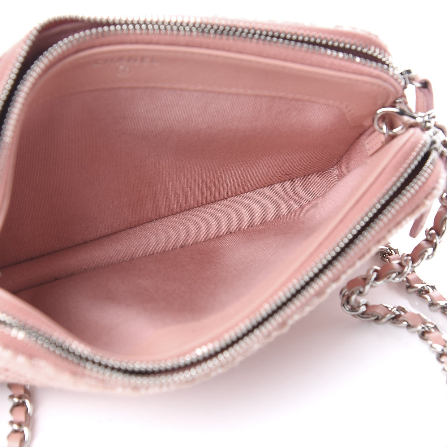 Canvas Small Deauville Clutch With Chain Pink