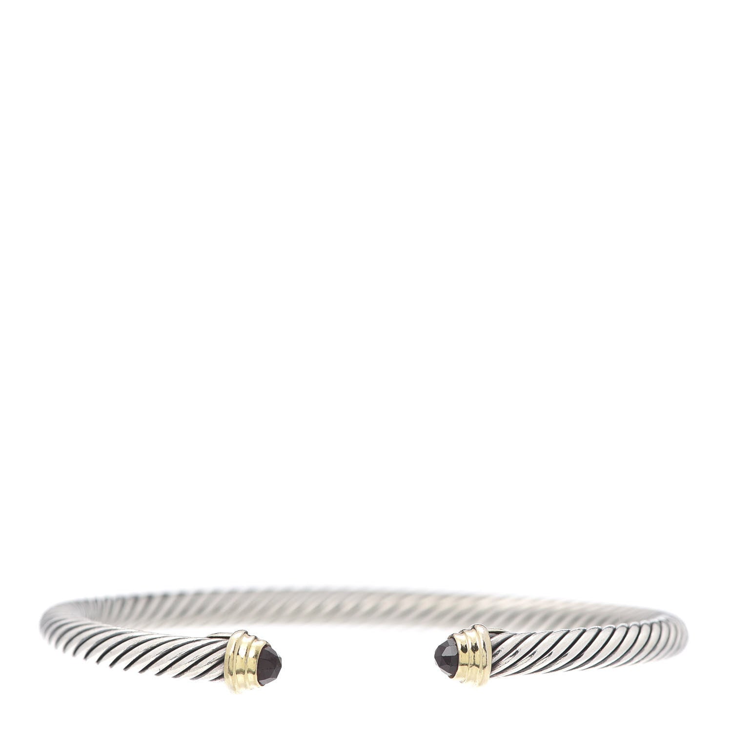 David Yurman Sterling Silver 14K Yellow Gold Garnet 4mm Kids Birthstone Cable Bracelet 1 of 5