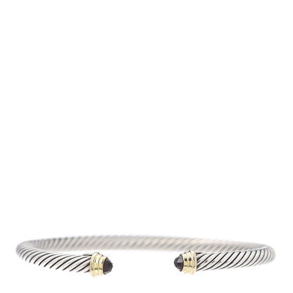David Yurman Sterling Silver 14K Yellow Gold Garnet 4mm Kids Birthstone Cable Bracelet 1 of 5