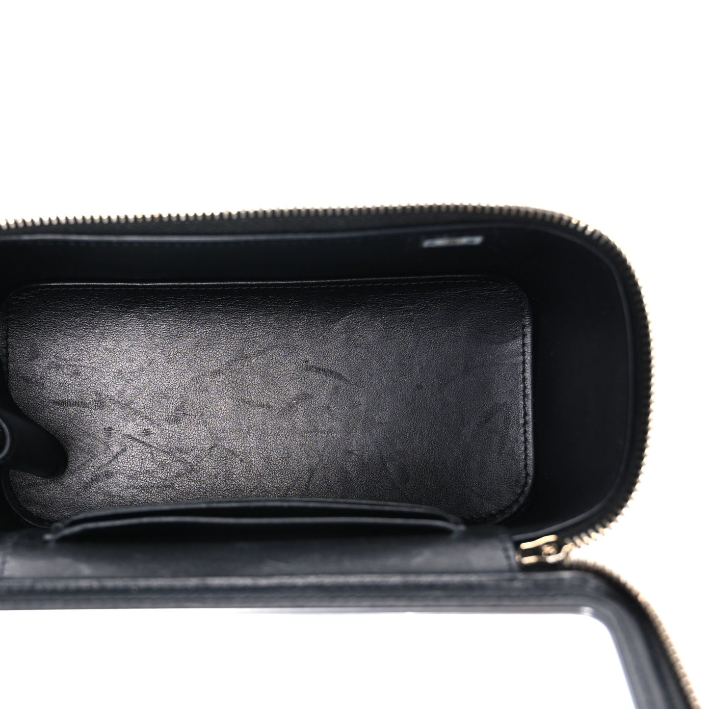 Caviar Quilted Enamel Coco Casino Small Vanity Case With Chain Black