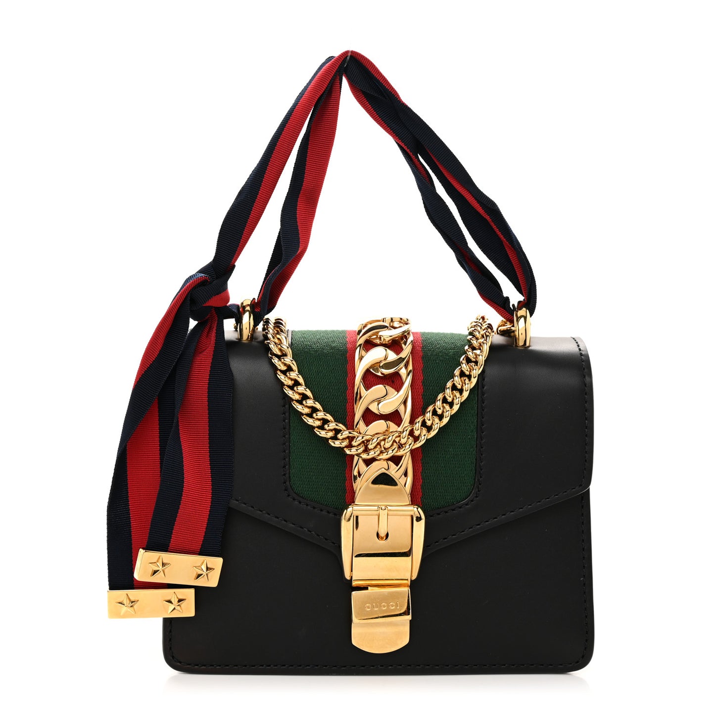 Calfskin Mini Sylvie Chain Shoulder Bag Black