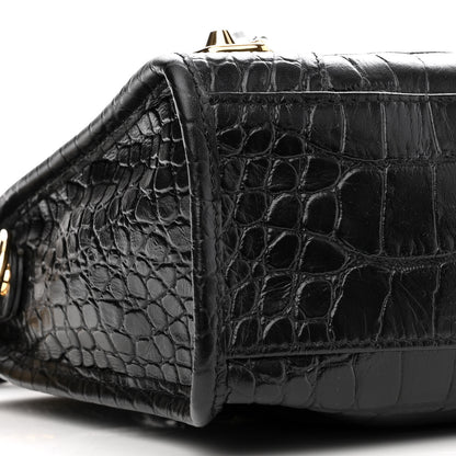 Balenciaga Calfskin Crocodile Embossed Gold Metallic Edge Hardware S City Black 9 of 10