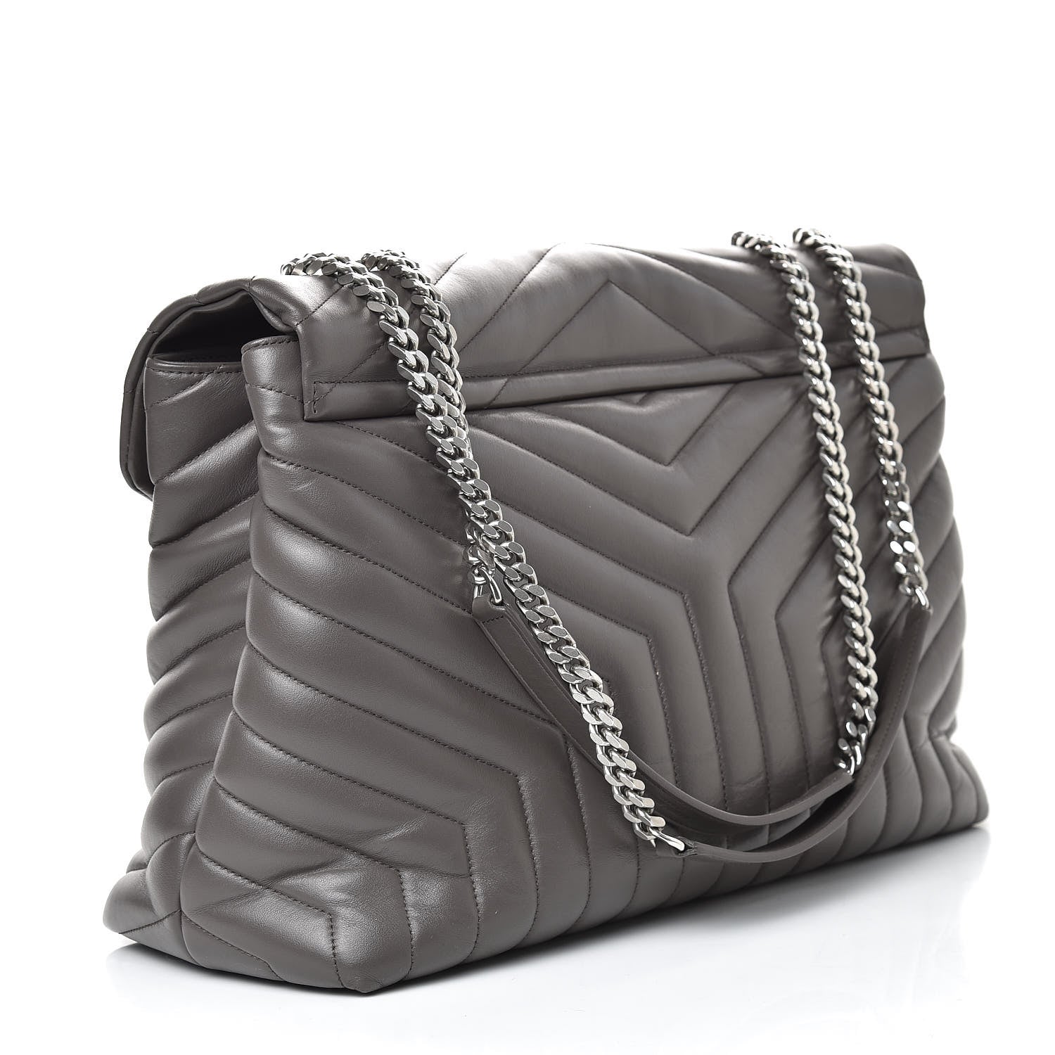 Saint Laurent Calfskin Y Quilted Monogram Large Loulou Chain Satchel Earth 3 of 16