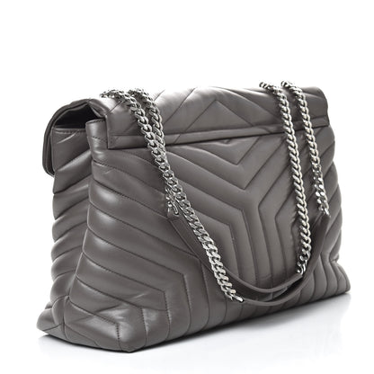 Saint Laurent Calfskin Y Quilted Monogram Large Loulou Chain Satchel Earth 3 of 16