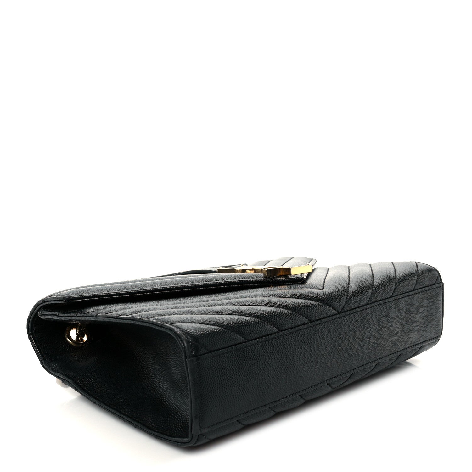 Saint Laurent Grain De Poudre Matelasse Chevron Medium Monogram Satchel Black 4 of 11