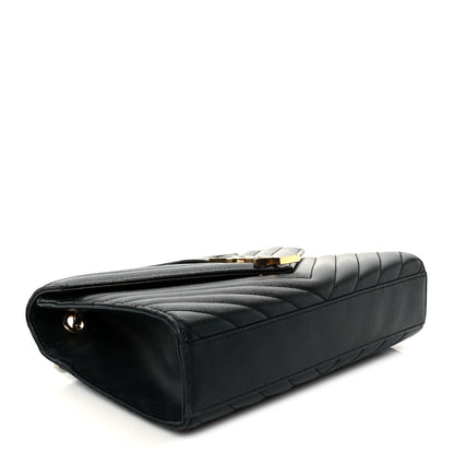 Saint Laurent Grain De Poudre Matelasse Chevron Medium Monogram Satchel Black 4 of 11