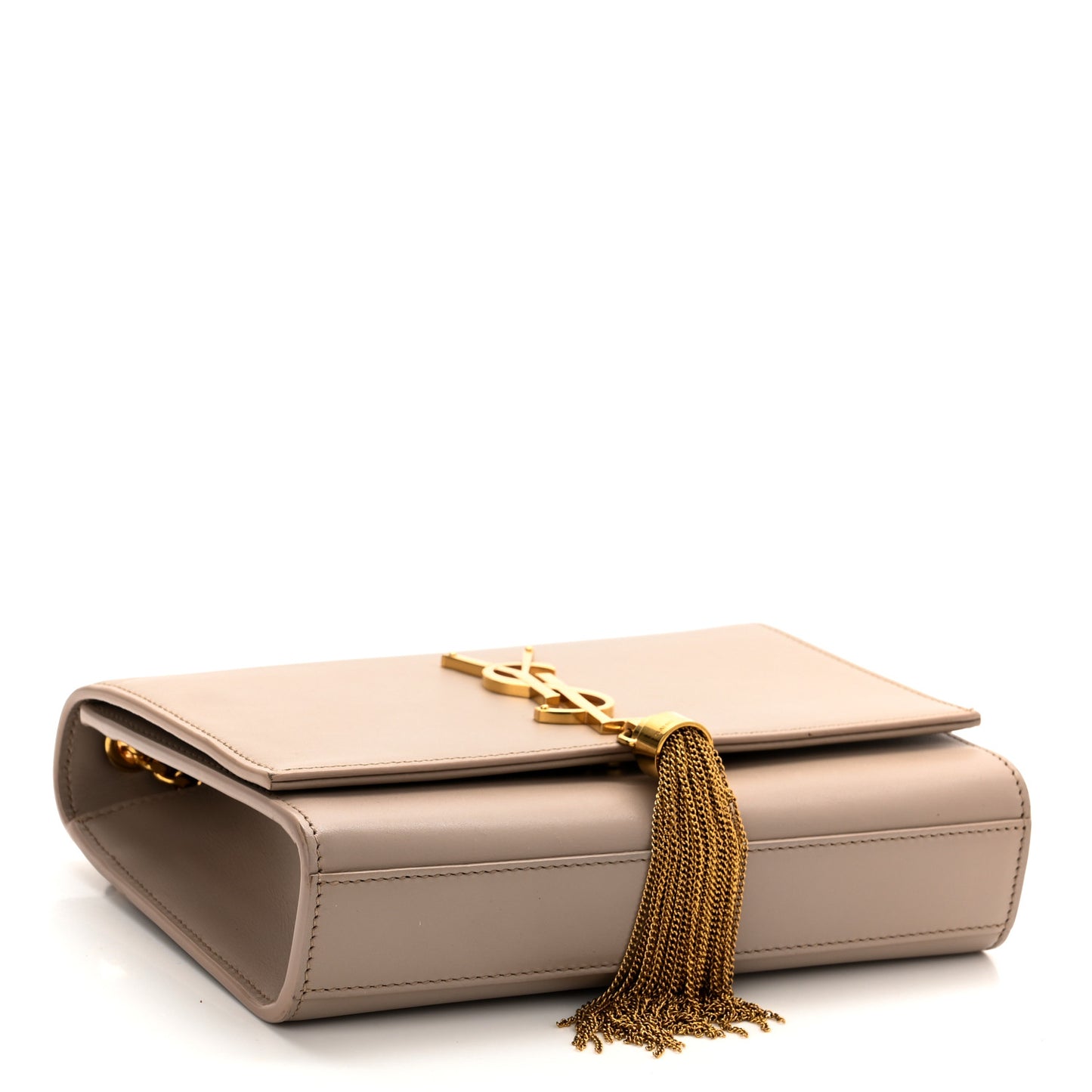 Calfskin Small Classic Monogram Kate Tassel Satchel Dark Beige