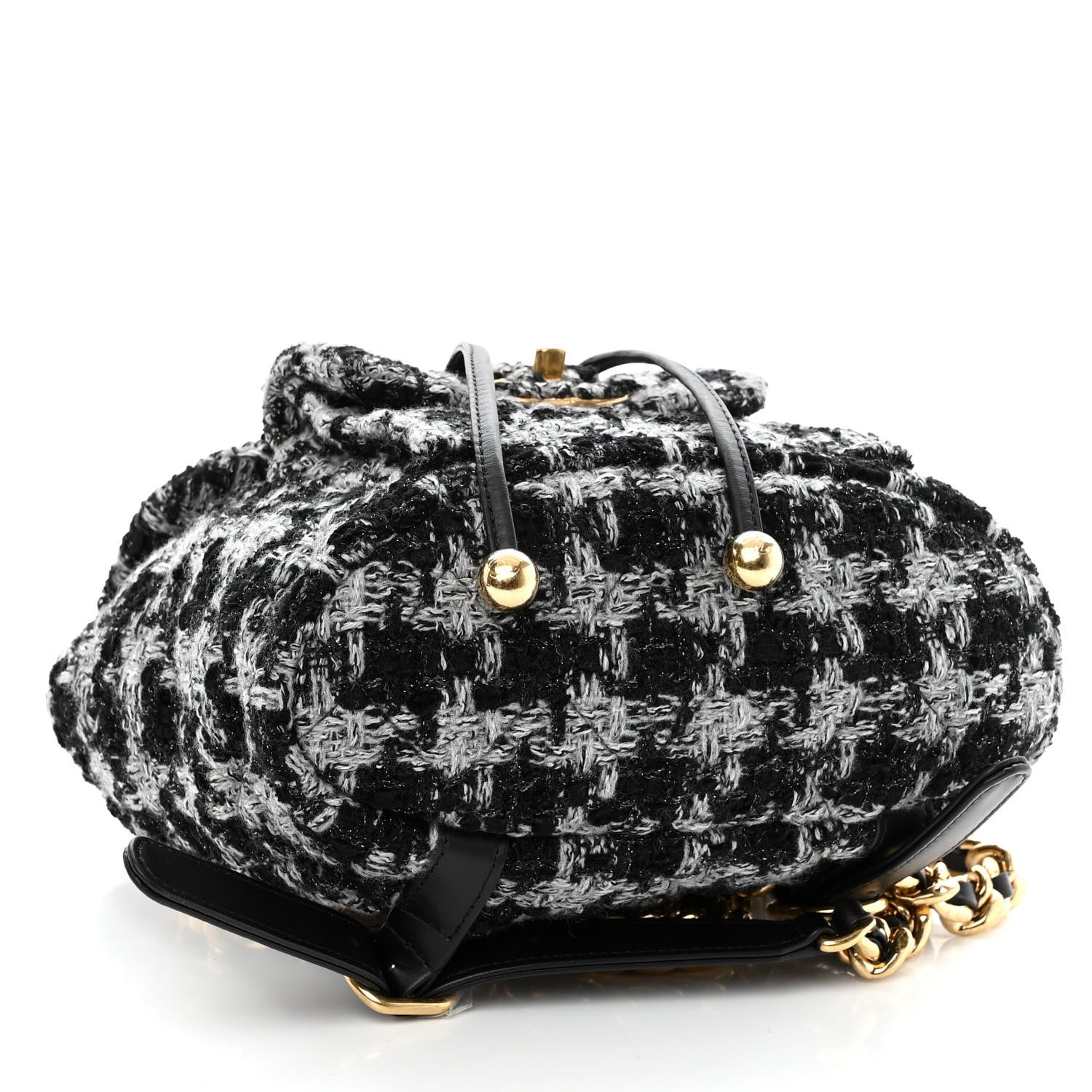 Chanel Wool Tweed Elegant Backpack Black Grey 4 of 9