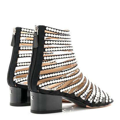 Chanel Calfskin Pearl Gladiator Sandals 37.5 Black 4 of 12