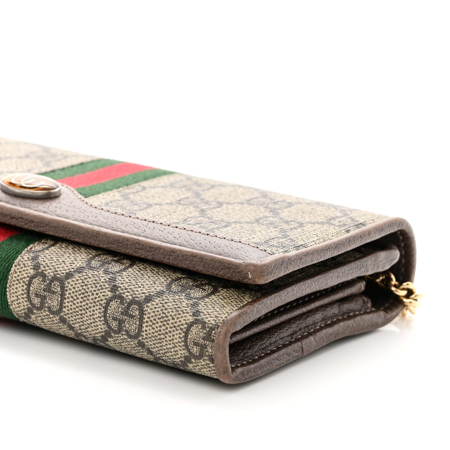 GG Supreme Monogram Web Ophidia Wallet On Chain Brown
