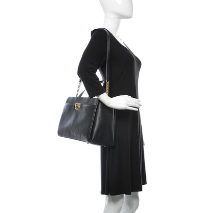 Chanel Calfskin Stitched Large Straight Lines Shopping Tote Black 2 of 11