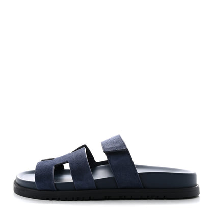 Hermes Suede Goatskin Womens Chypre Sandals 38 Bleu Celeste 1 of 9