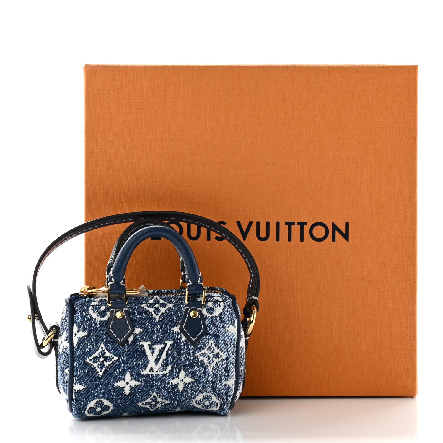 Louis Vuitton Denim Monogram Jacquard Micro Speedy Bag Charm Bleu 7 of 7