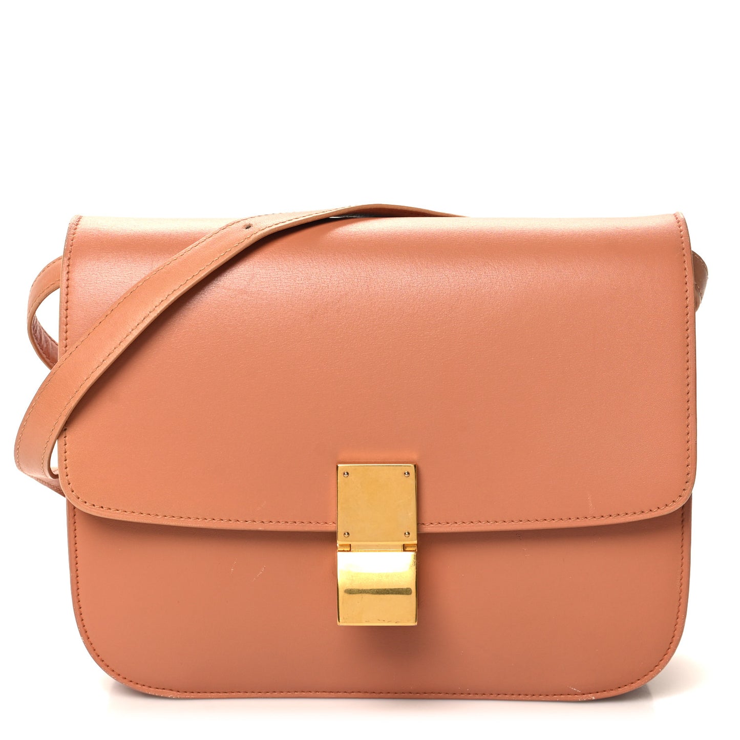Box Calfskin Medium Classic Box Flap Bag Nude