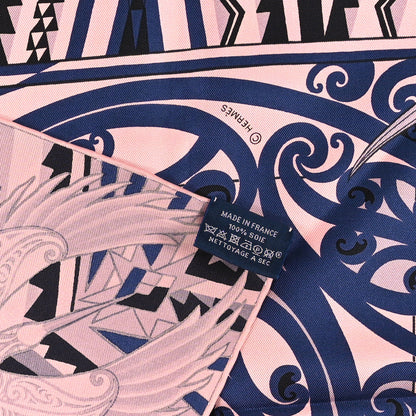 Hermes Silk Kawa Ora Scarf 90 Rose Thé Marine Black 3 of 3