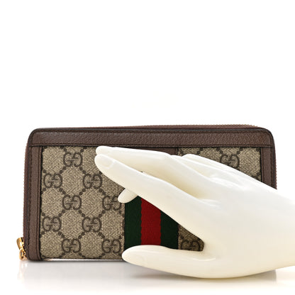 Gucci GG Supreme Monogram Web Ophidia Zip Around Wallet Brown 2 of 10