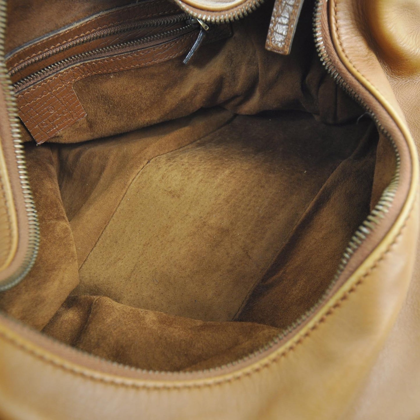 Leather Medium Horsebit Chain Hobo Tan