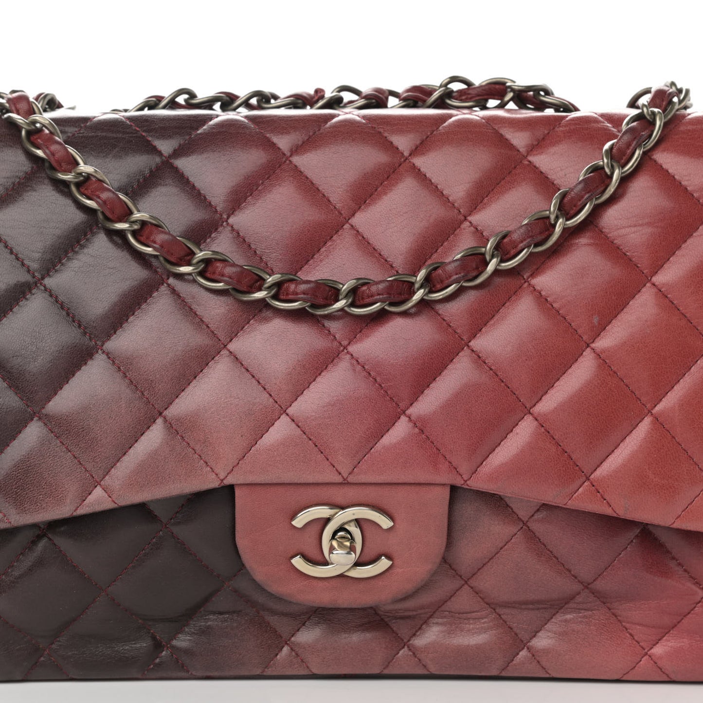 Lambskin Degrade Quilted Jumbo Single Flap Red