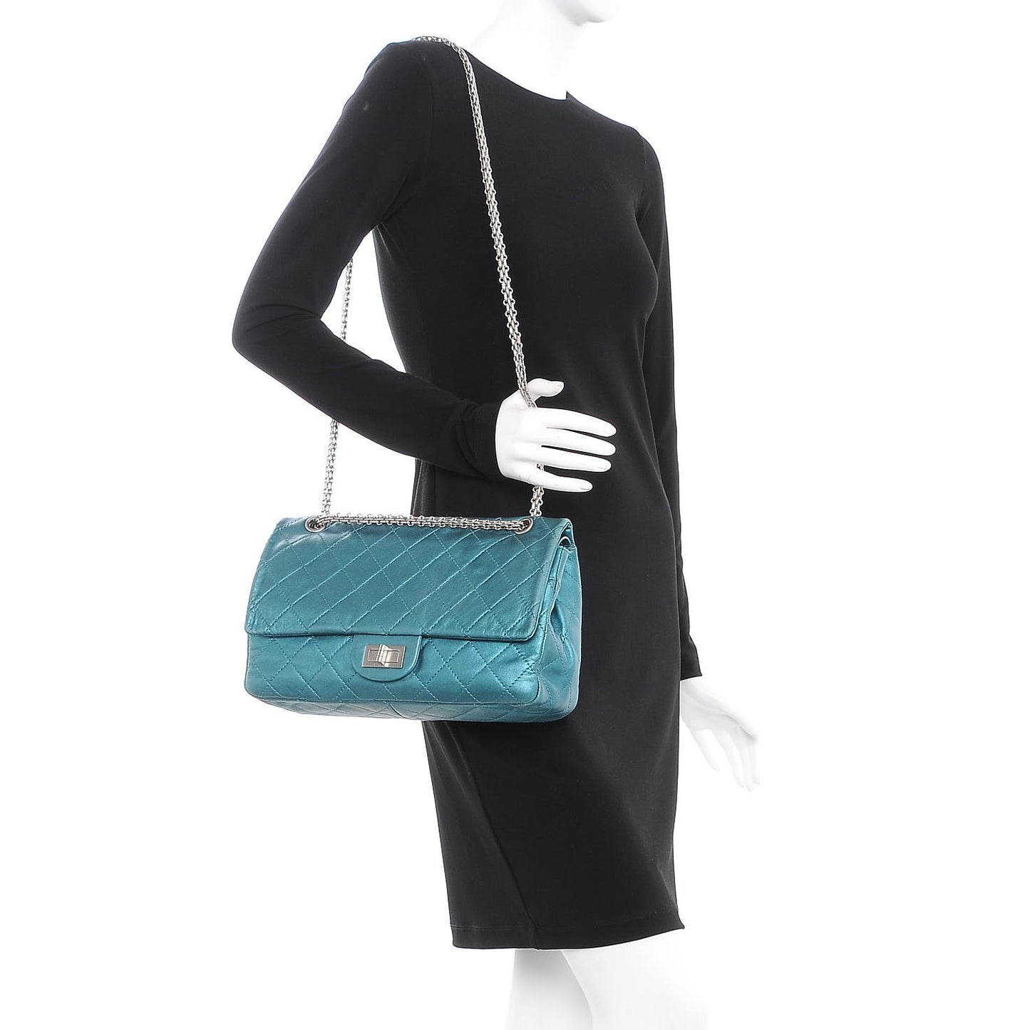 Metallic Calfskin Quilted 2.55 Reissue 227 Flap Turquoise