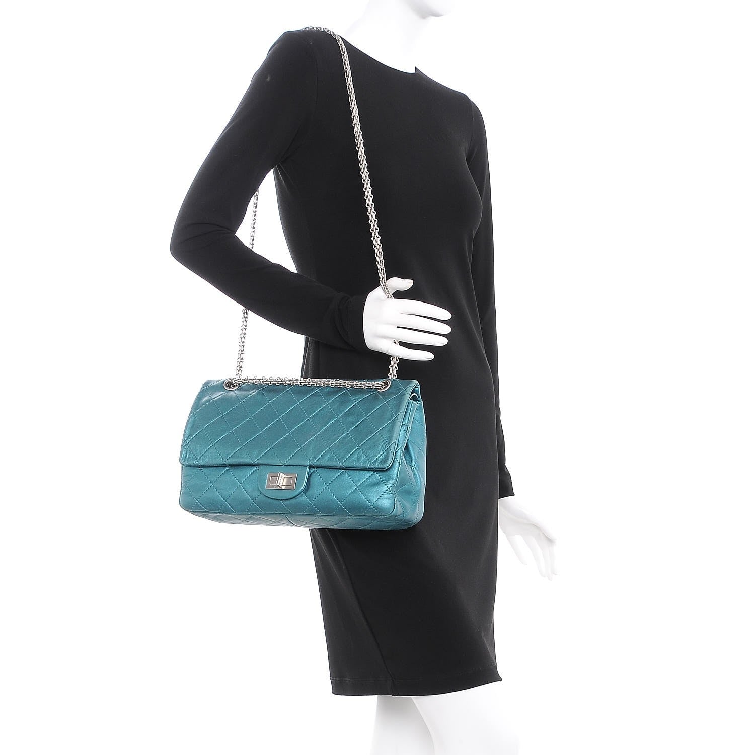 Chanel Metallic Calfskin Quilted 2.55 Reissue 227 Flap Turquoise 2 of 7