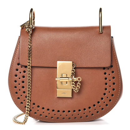 Chloe Calfskin Perforated Mini Drew Shoulder Bag Caramel 1 of 14