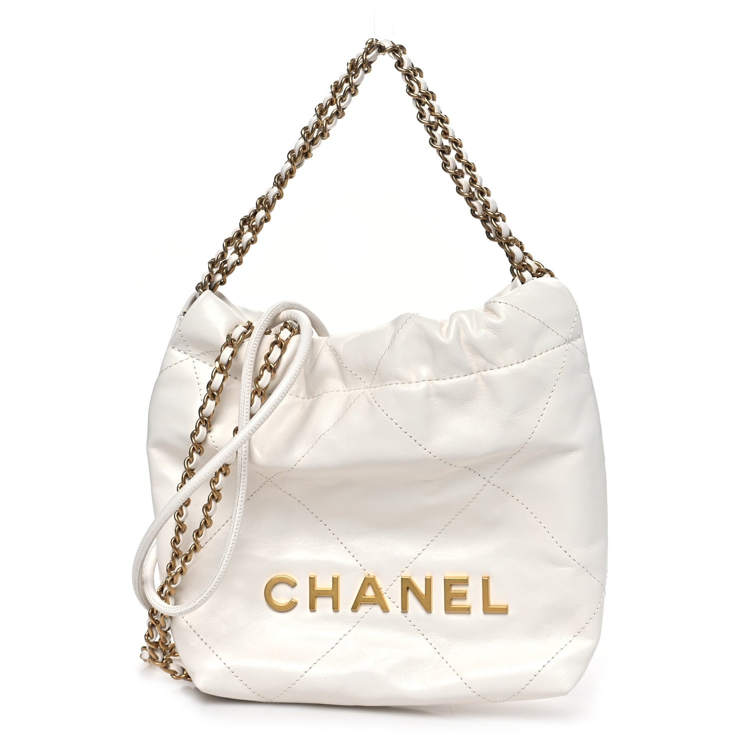 Chanel Shiny Calfskin Quilted Mini Chanel 22 White 1 of 10