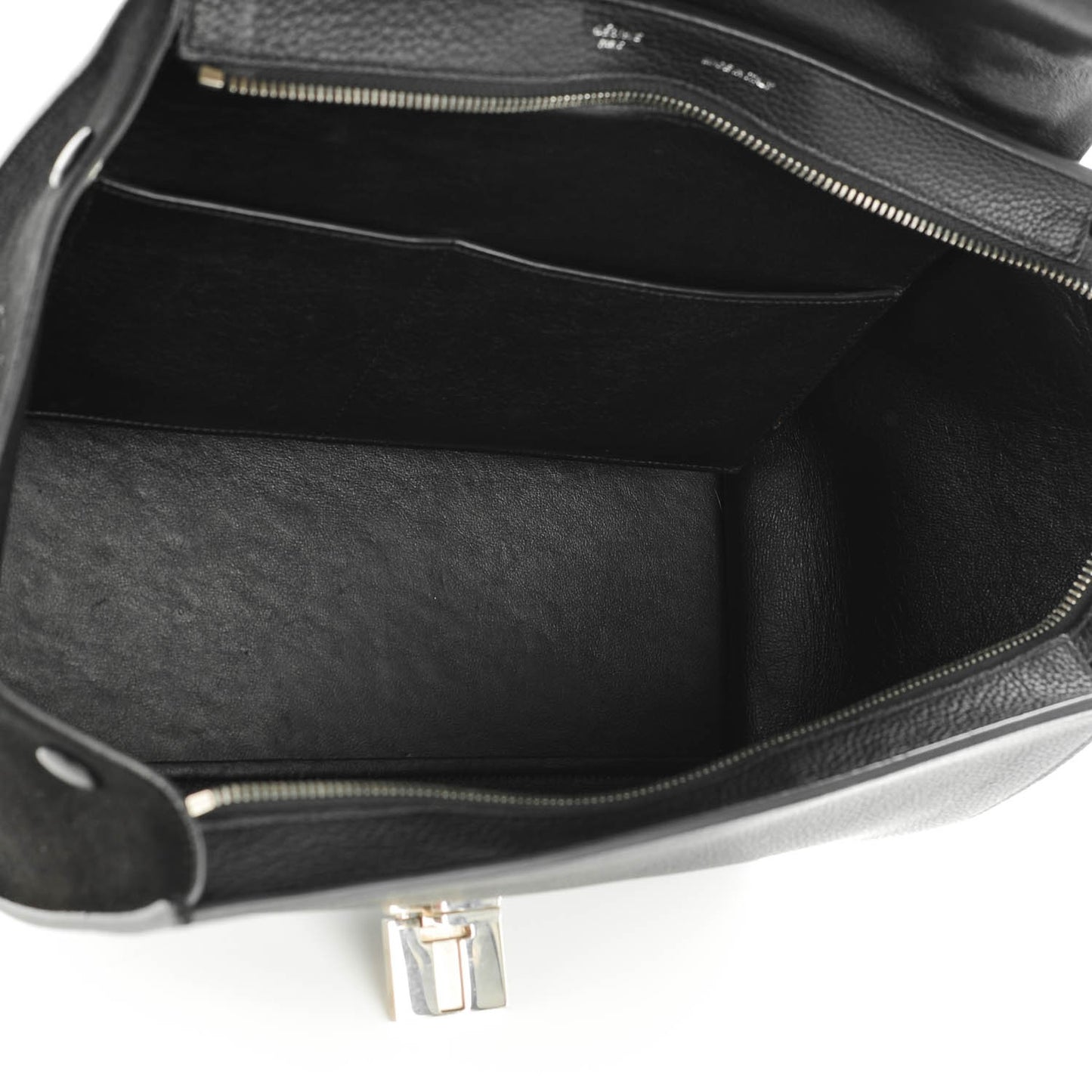 Drummed Calfskin Suede Small Trapeze Black