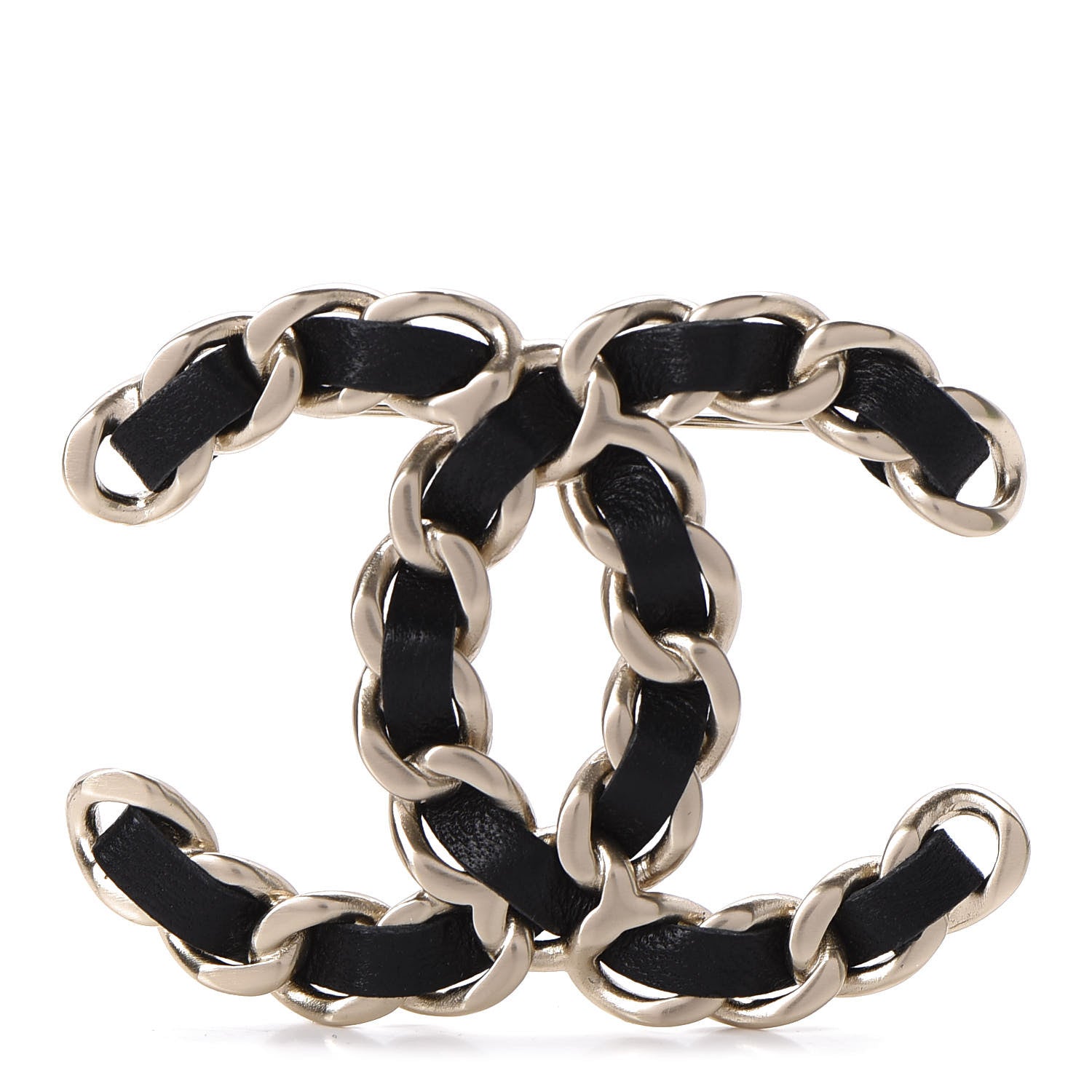 Chanel Lambskin Chain CC Brooch Black Gold 1 of 5