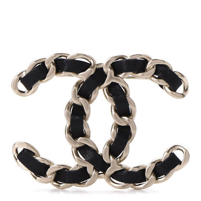 Chanel Lambskin Chain CC Brooch Black Gold 1 of 5