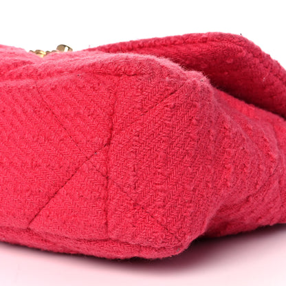 Chanel Tweed Quilted Large Chanel 19 Flap Pink 8 of 10