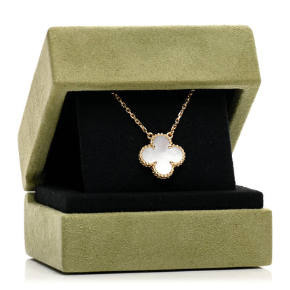 Van Cleef & Arpels 18K Yellow Gold Mother of Pearl Vintage Alhambra Pendant Necklace 6 of 6