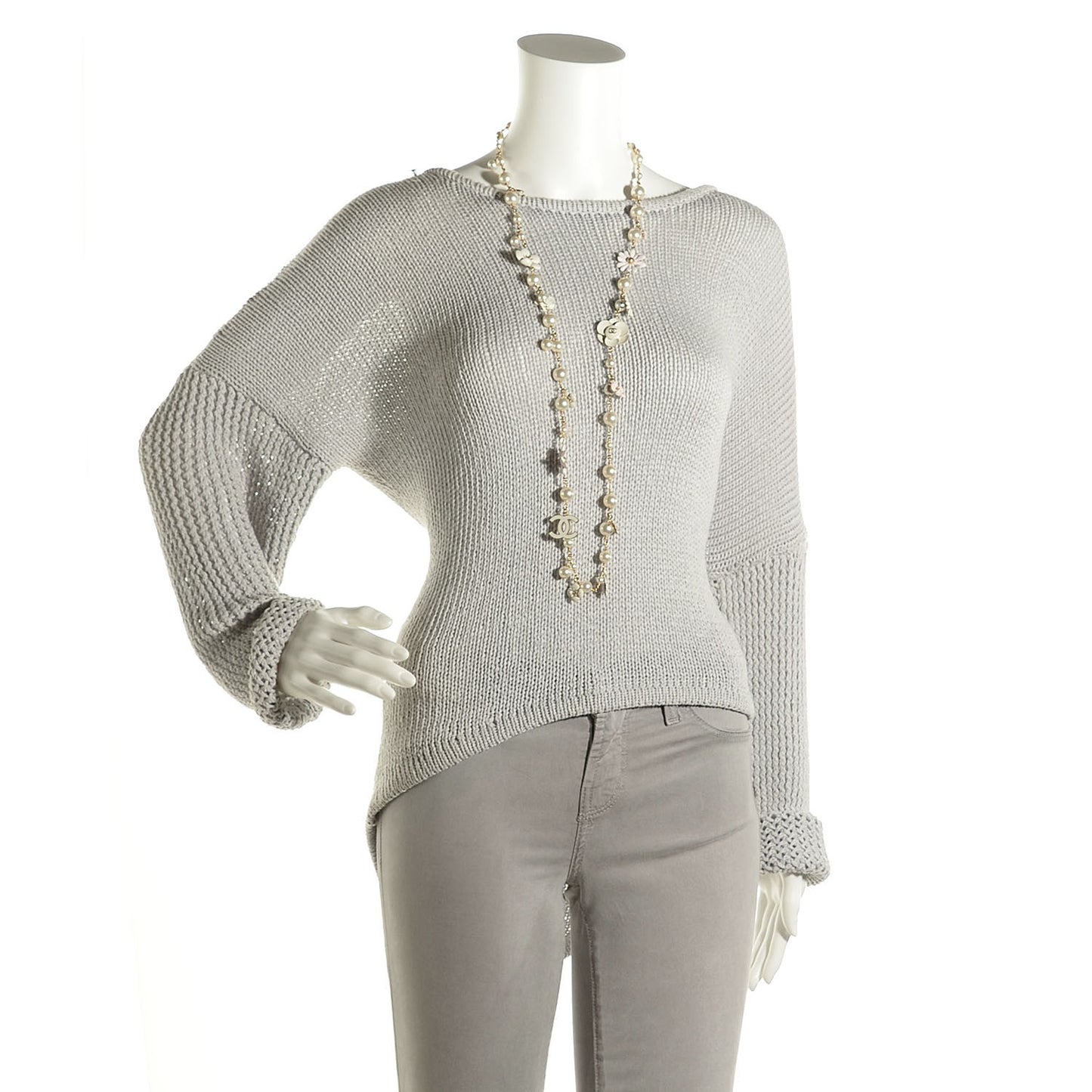 Pearl Enamel CC Camellia Necklace White Gold