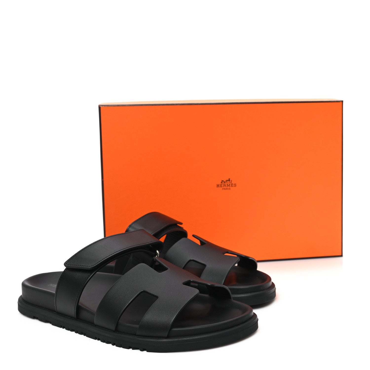 Hermes Calfskin Womens Chypre Sandals 38.5 Black 10 of 10