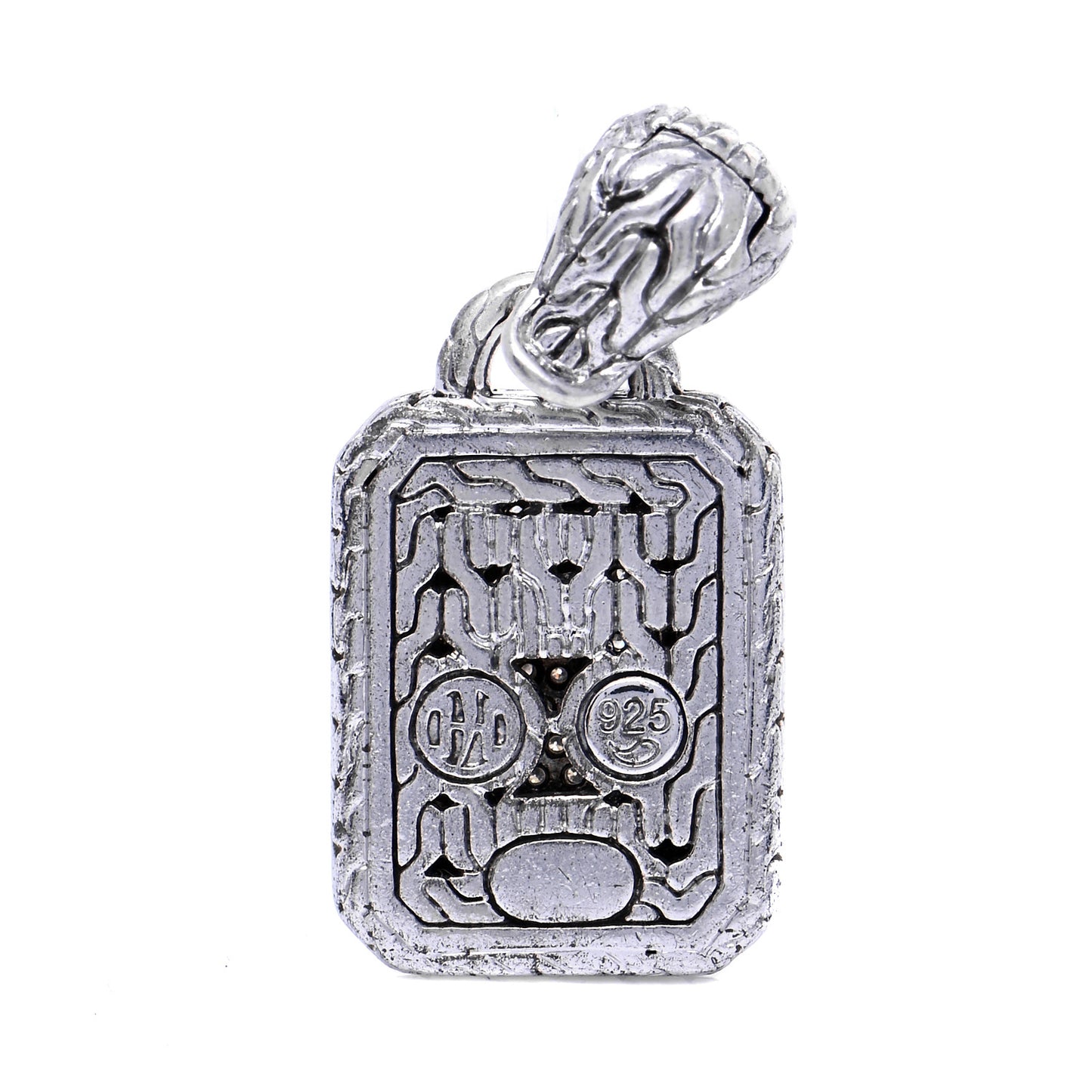 Sterling Silver Classic Chain Pave Diamond Enhancer Pendant