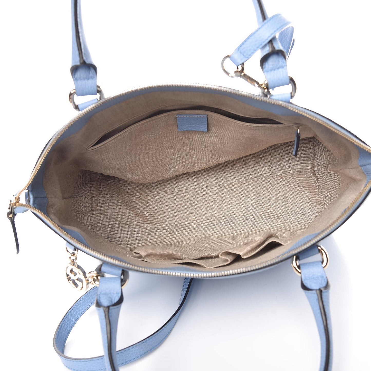 Dollar Calfskin GG Charm Dome Satchel Mineral Blue