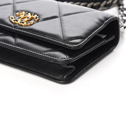 Chanel Lambskin Quilted 19 Wallet On Chain WOC Black 9 of 11