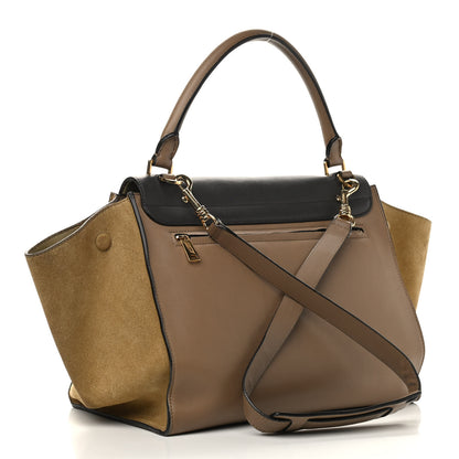 Celine Smooth Calfskin Suede Medium Tri-Color Trapeze Olive 3 of 14