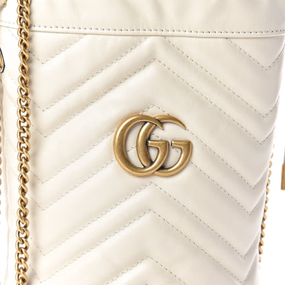 Gucci Calfskin Matelasse Mini GG Marmont 2.0 Bucket Bag White 10 of 11