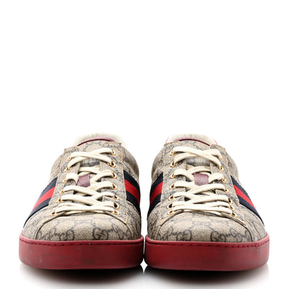 Gucci GG Supreme Monogram Ayers Mens New Ace Low-Top Sneaker 11 Blue Red 2 of 10