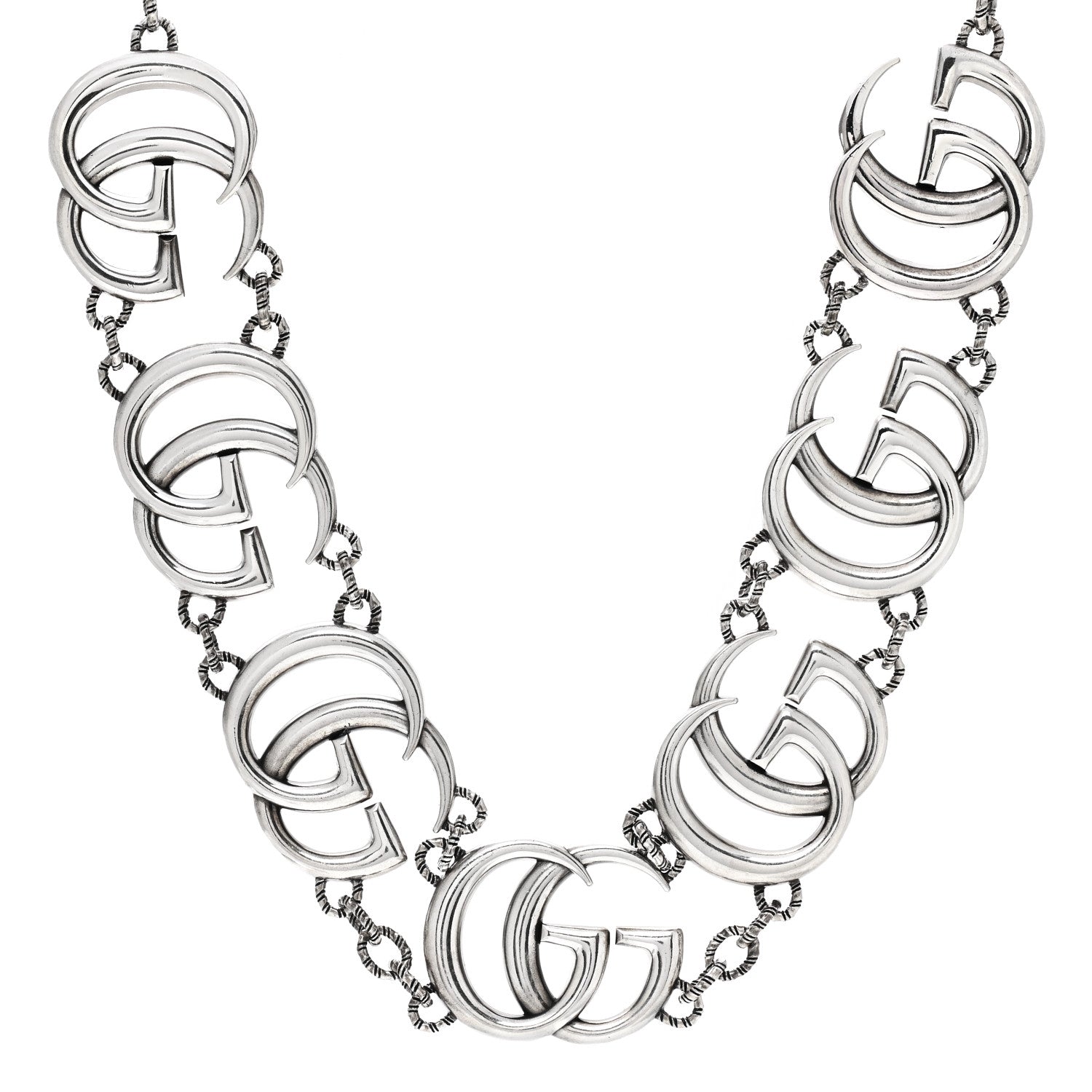 Gucci Sterling Silver Double G Marmont Statement Necklace 1 of 4