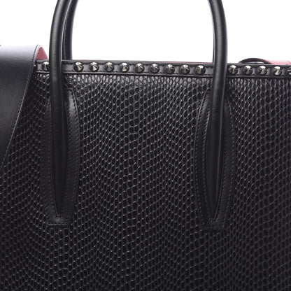 Christian Louboutin Calfskin Reptile Embossed Medium Paloma Black 8 of 10