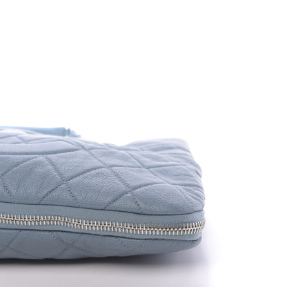 Chanel Caviar Quilted Expandable Zip Shoulder Bag Blue 12 of 12