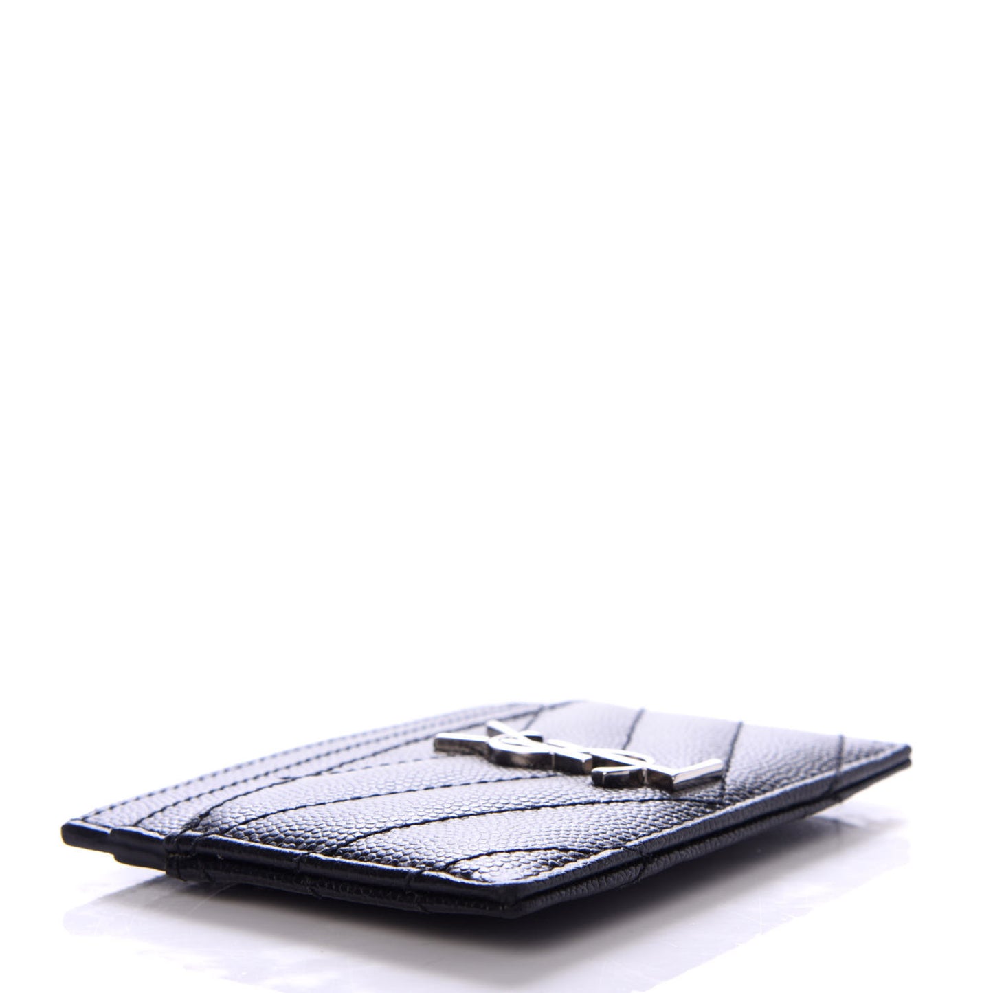Grain De Poudre Matelasse Chevron Monogram Credit Card Case Black
