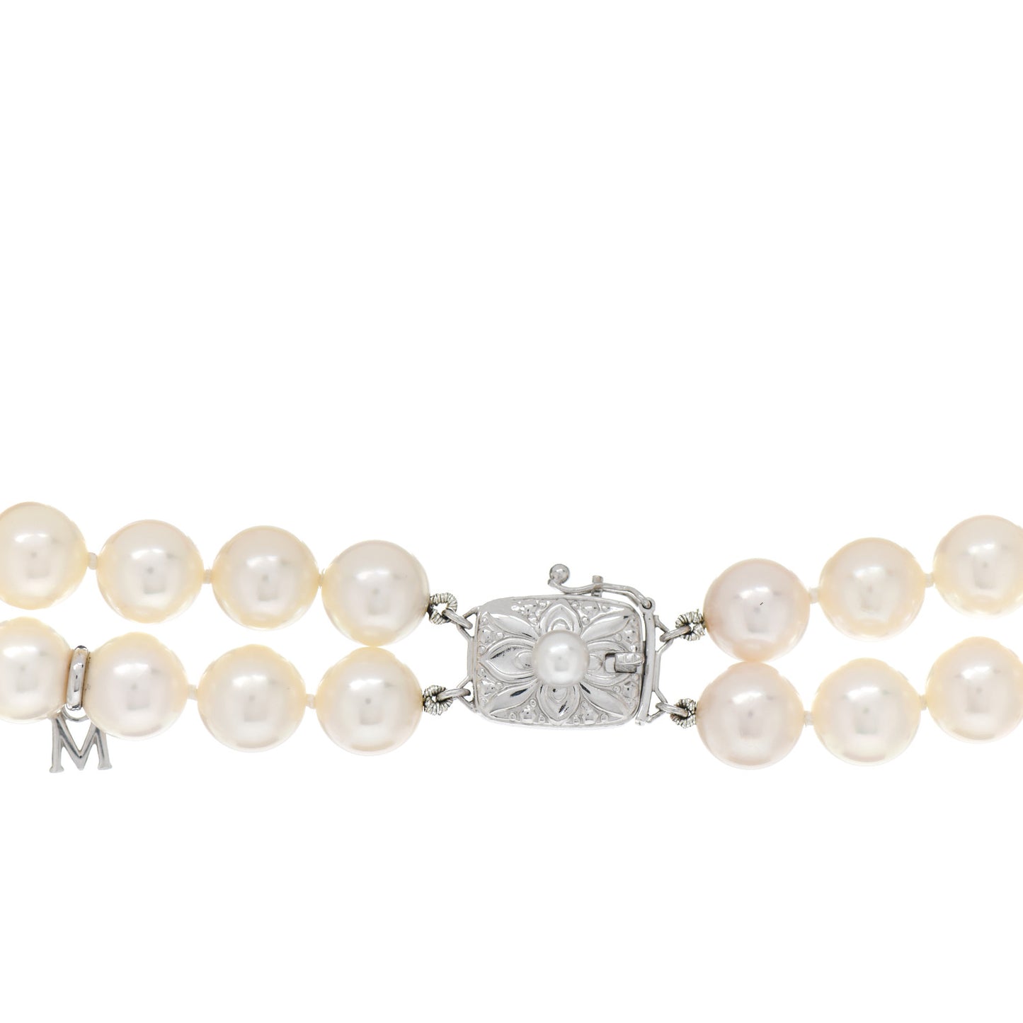 18K White Gold Akoya Pearl 8-8.5mm Double Strand Necklace
