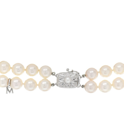 Mikimoto 18K White Gold Akoya Pearl 8-8.5mm Double Strand Necklace 4 of 5