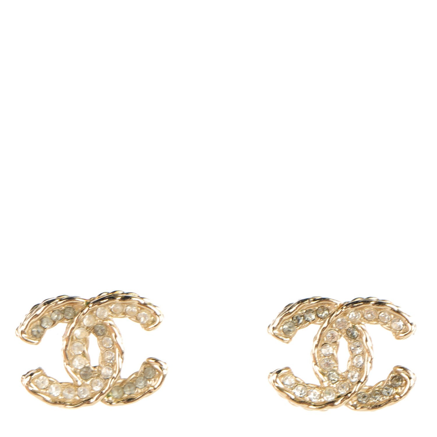 Chanel Crystal CC Earrings Gold 1 of 5