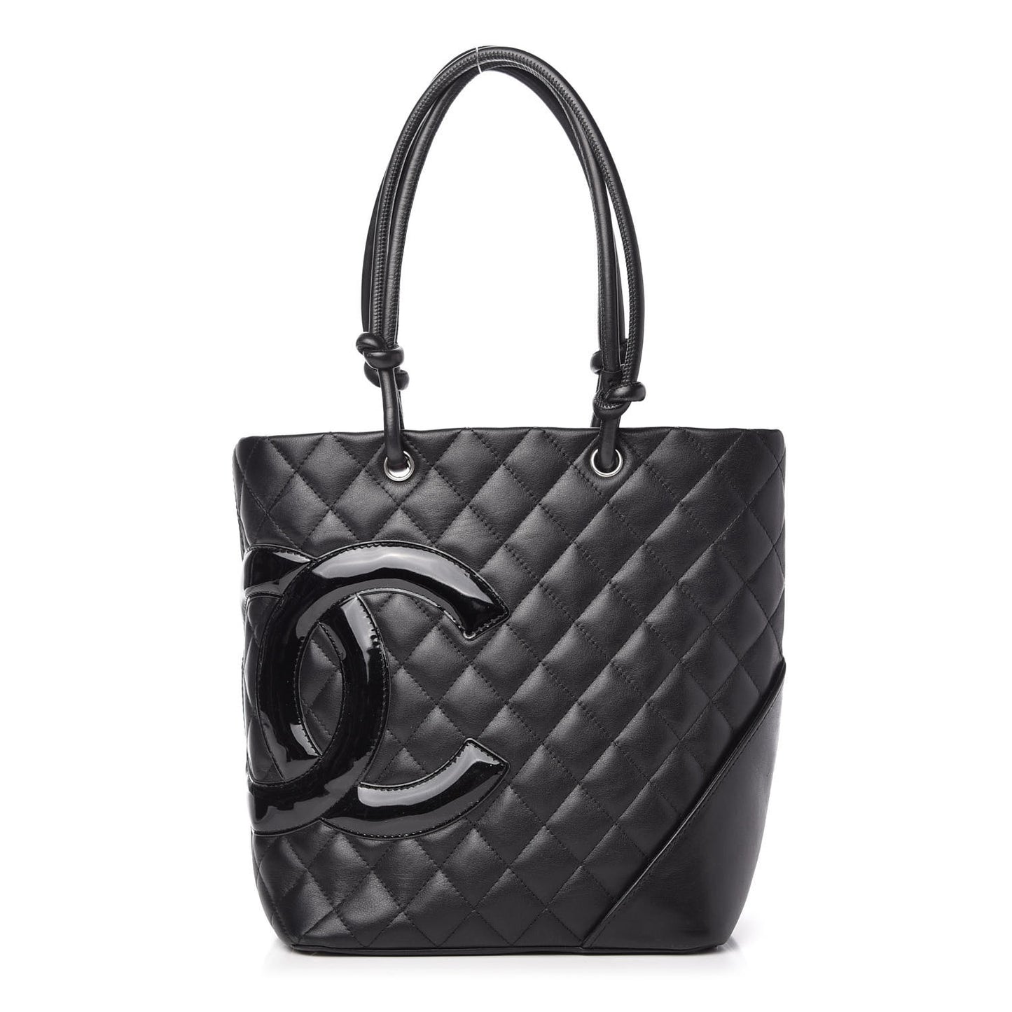 Calfskin Quilted Medium Cambon Tote Black