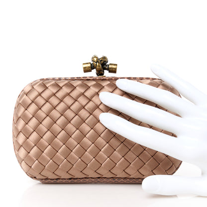 Bottega Veneta Satin Intreccio Impero Ayers Knot Clutch Blush 2 of 9